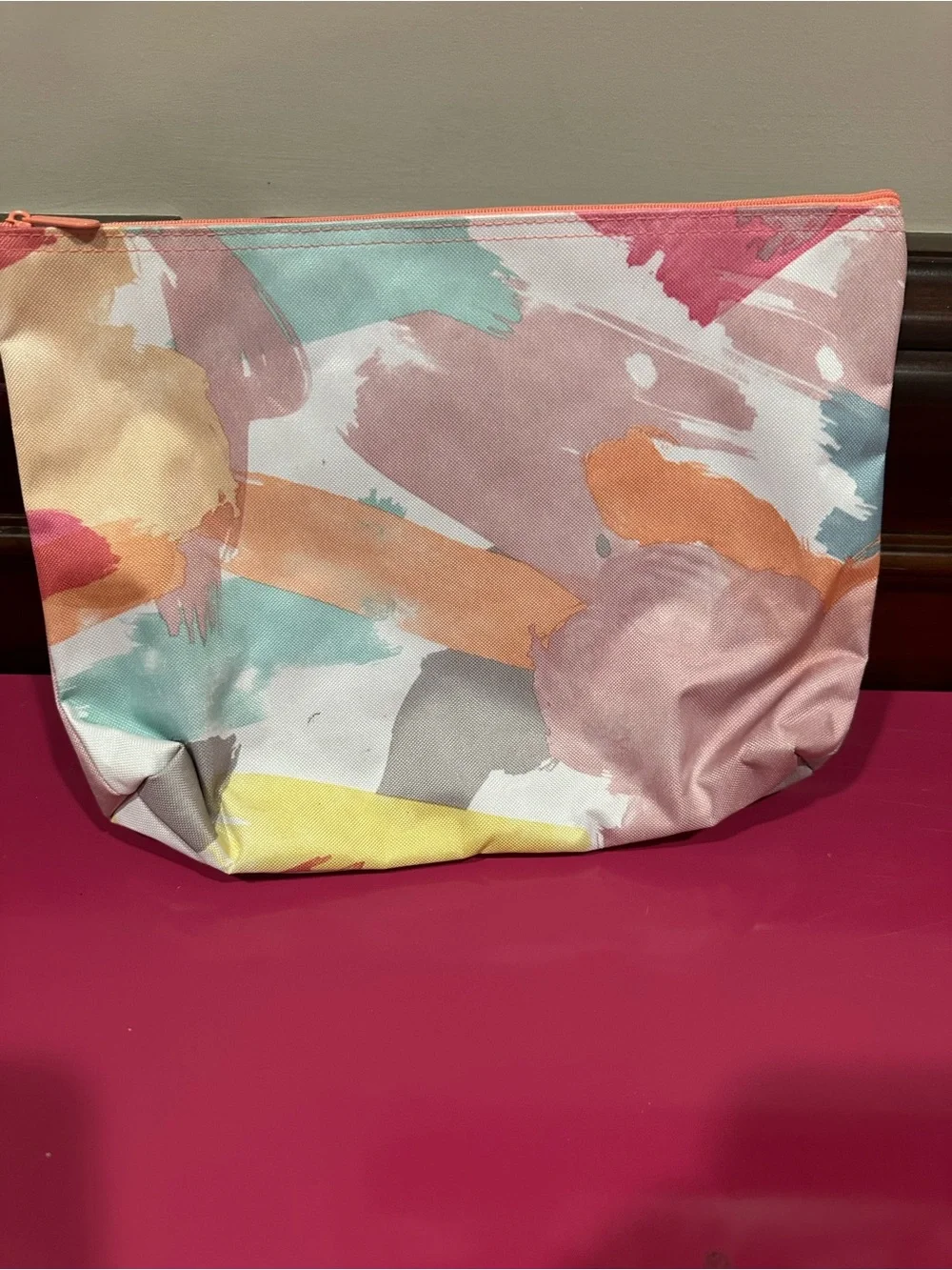 thirty-one Pastel Abstract Cosmetic Bag Set in Coral, Pink, Yellow, Mint